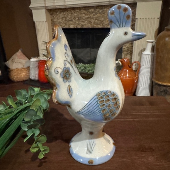 Vintage Pottery Peacock Figurine Made In Mexico Hand Painted El Palomar EUC - Picture 3 of 8